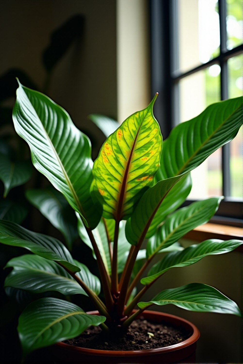 Calathea plant with vibrant leaves