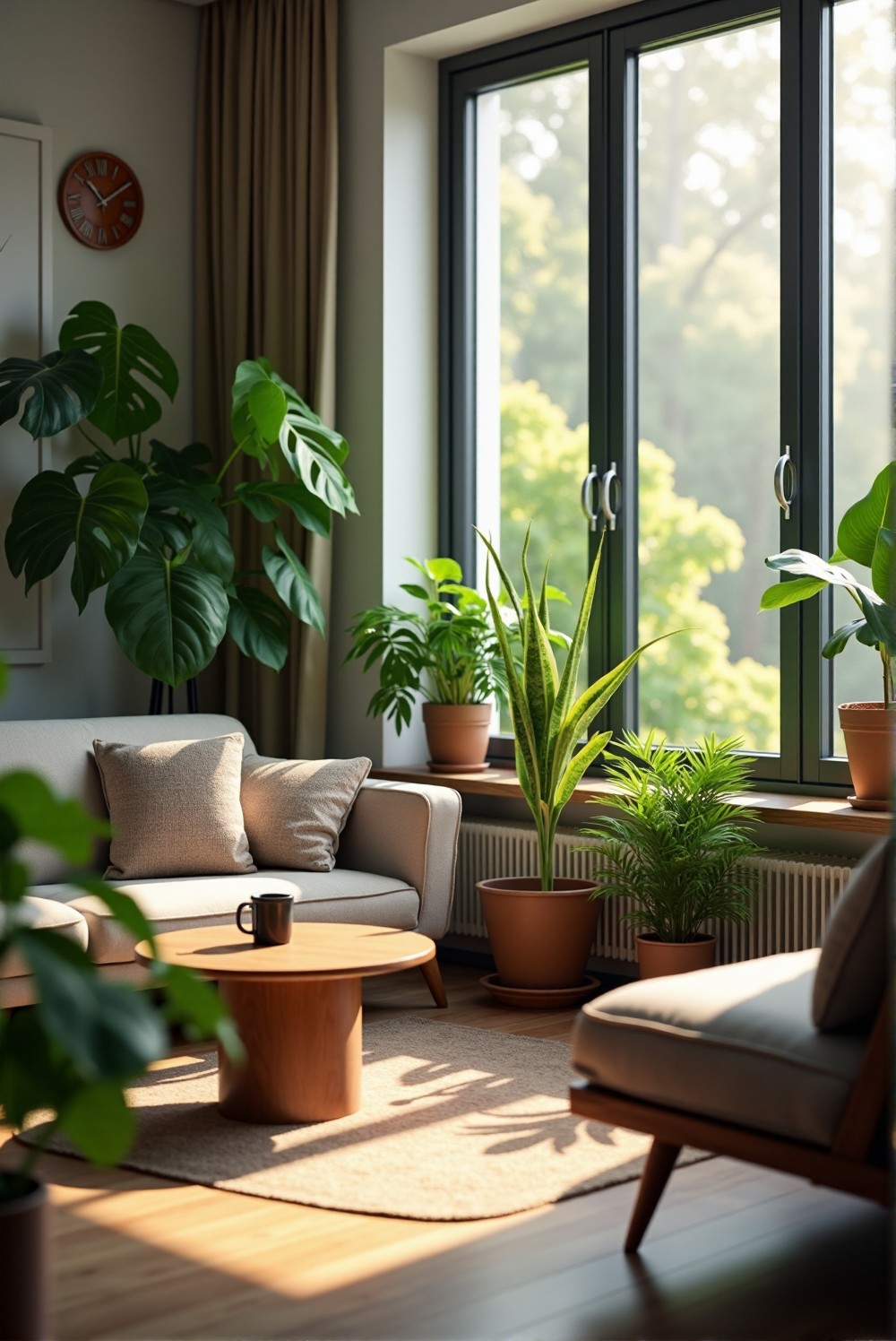 Evaluating indoor spaces for potential plant placement.
