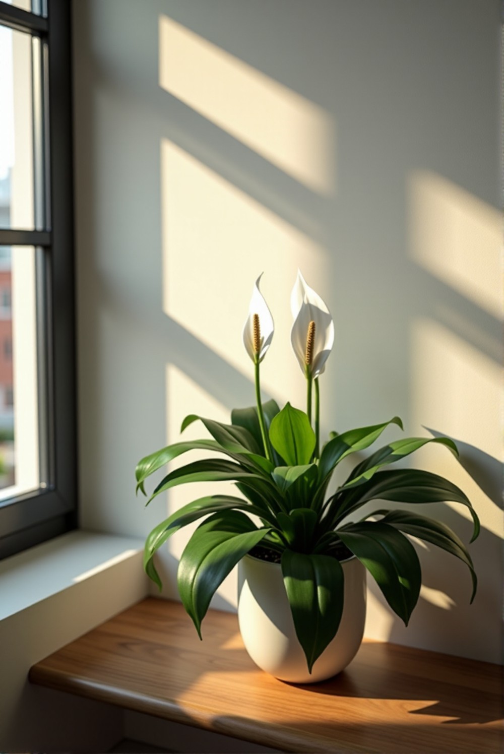 White blooming Peace Lily plant