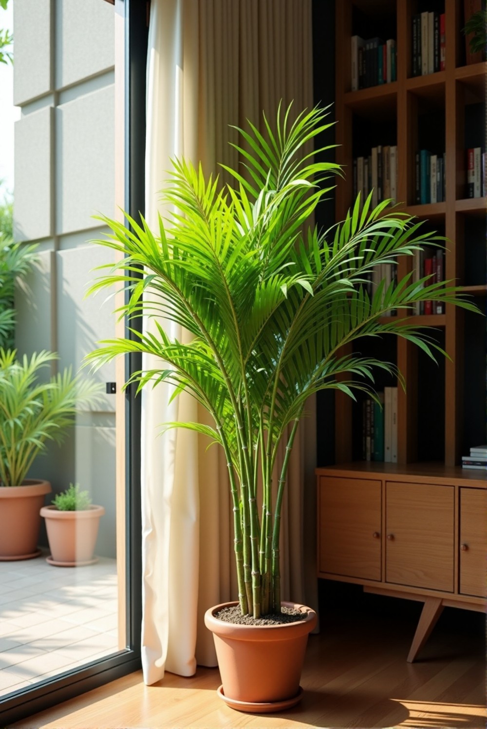 Bamboo Palm plant in a lush indoor setting.
