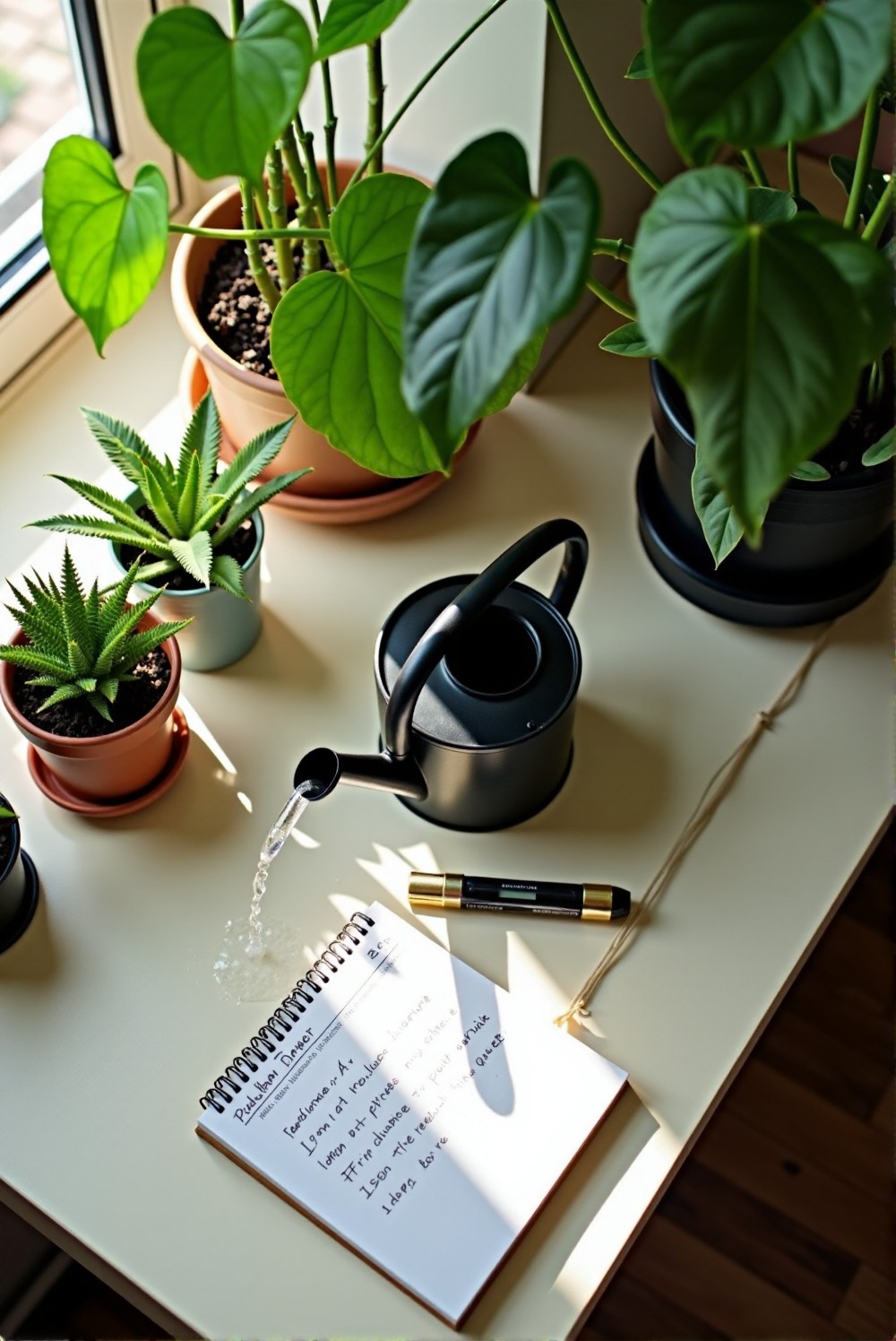 Illustration of proper watering techniques for plants.