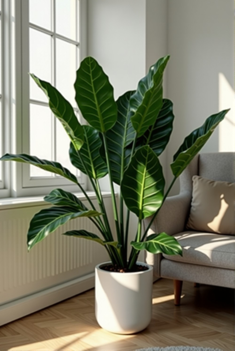 ZZ Plant with glossy green leaves in a pot
