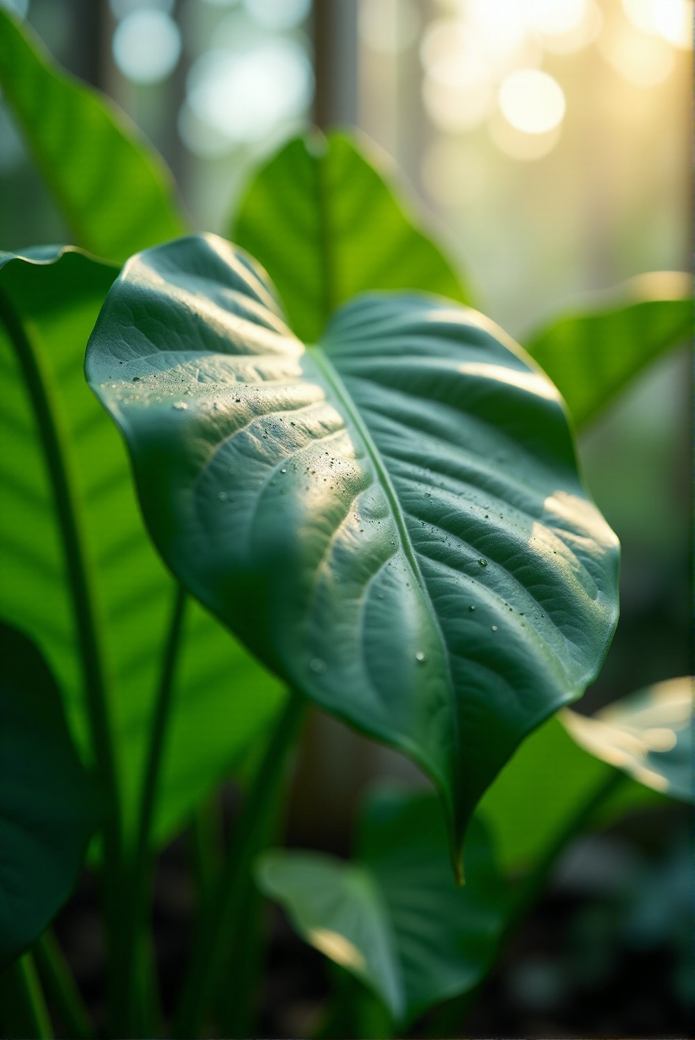 Philodendron plant with lush green leaves.