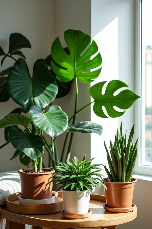 colorful houseplants in modern decor