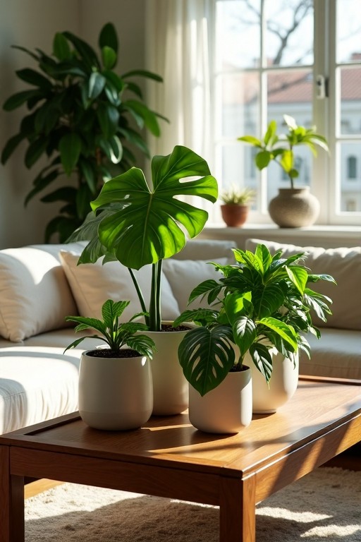 collection of house plants on table
