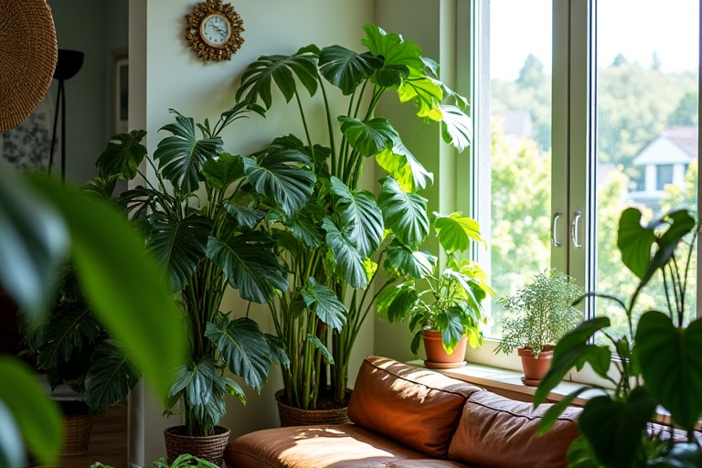 Indoor space filled with houseplants
